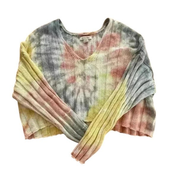 Tie Dye Long Sleeve Crop Top Sweater SZ XS l Hippie Boho Festival Spring - Picture 1 of 7